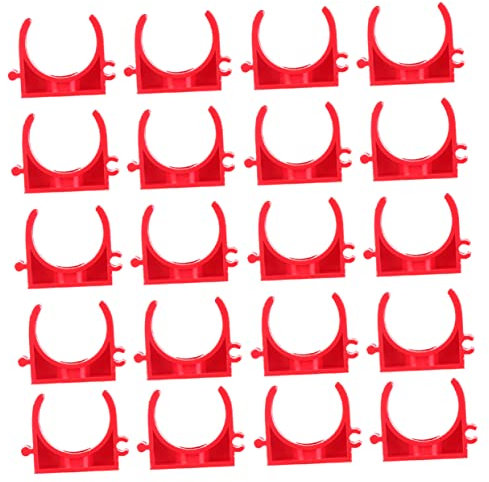 Yardenfun PVC Water Clamps Clips U-Shaped Tube Holder 20mm Red Pipe Clamp Brackets for Water Pipes 100pcs Suitable for and Tubing Support