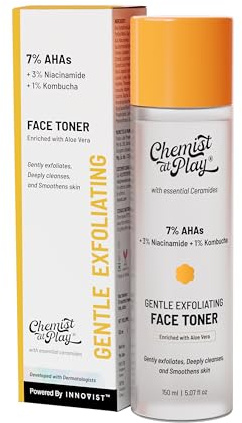 Chemist At Play Glycolic Acid Face Toner for Gentle Exfoliation & Skin Hydration | Formulated with 7% AHA 3% Niacinamide & 1% Kombucha | 150ml