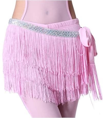 Bauchtanz Hüfttuch, Bauchtanzkostüme Sexy Silber Quaste Bauch Tanzgürtel Für Frauen Bauchtanz Kostüm Hip Schal(Pink)