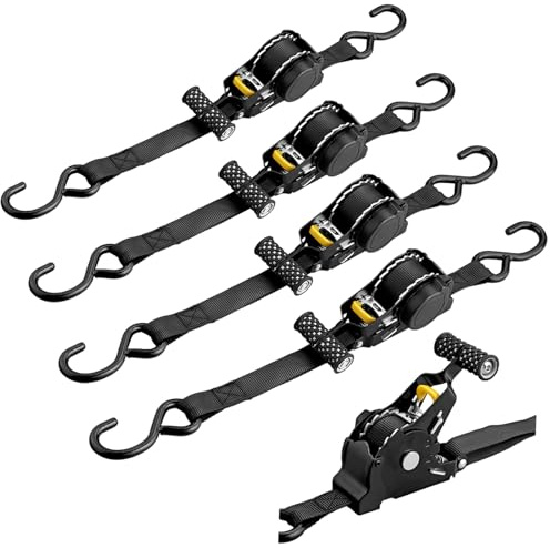 EYPINS 4X Automatik Spanngurt 3,3m 25mm mit S Haken 340kg/680kg, Verstellbare Ratschengurte, Selbstaufrollend Spanngurt mit Ratsche Spanngurtwickler für Pkw Anhänger Motorrad | EN-12195-2