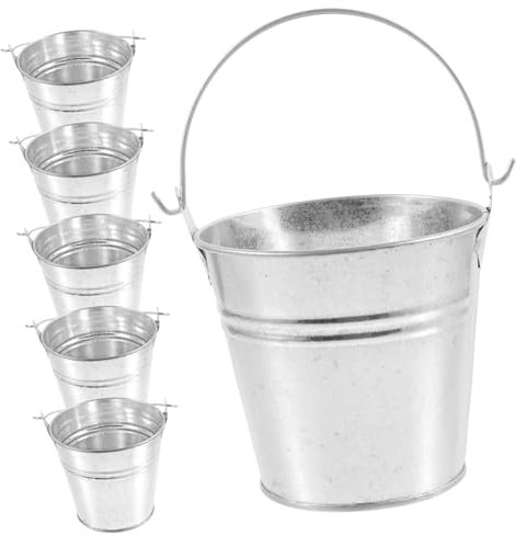 iplusmile 6pcs Metal Candy Bucket Snack Basket Party Favor Treat Boxes Handle Bucket for Gifts Wedding Small