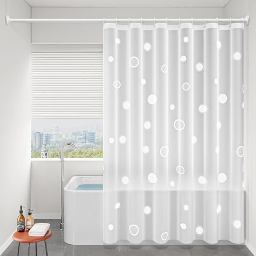 Calefee Duschvorhang Anti Schimmel 80x200, Duschvorhang mit Gewicht Unten Halbtransparentes mit Kreismuster, Vorhang Dusche PEVA Wasserdicht