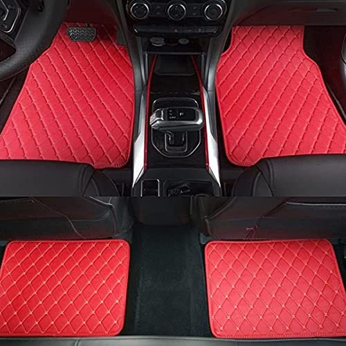 Auto FußMatten für Peugeot 3008 2013 2014 2015 2016-2024 LHD, Nach Maß Leder Auto Fussmatten, Wasserfest Antirutsch Allwetterschutz Auto Teppich, Vorne und Hinten Automatten Set,H Red