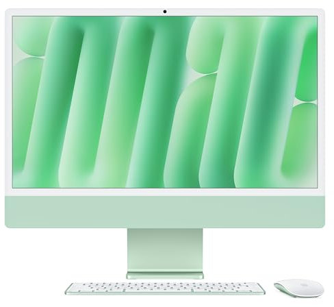 Apple iMac All-in-One Desktop-Computer mit M4 Chip mit 10 Core CPU und 10 Core GPU: 24 Retina Display, 16 GB gemeinsamer Arbeitsspeicher, 256 GB SSD Speicher, passendes Zubehör; Grün
