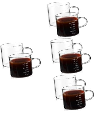 Cabilock 4 Sätze Milchbecher Aus Glas Espresso Messbecher Kaffeemaß Kaffeemessung Messglas Espressokanne Espresso-eingießtasse Kaffee Messbecher Espressozubehör Transparent 2 Stück * 4