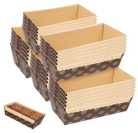 Cabilock 25pezzi Teglie Per Plumcake Di Carta Usa e Getta Per Panetteria e Ristoranti Rettangolari Resistenti All Olio e Calore