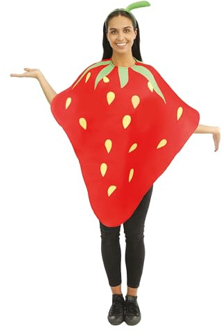 P'TIT CLOWN 23924 - Disfraz de fresa para adultos, unisex, para carnaval, Halloween, cosplay, fiestas de disfraces y eventos temáticos, poliéster, talla única, color rojo