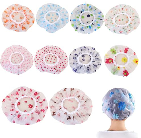 Lxtness 10 Pezzi Cuffia Doccia Donna,impermeabili e riutilizzabili,Capelli Protezione per Donna Doccia Spa Salon Bagno Uso Domestico