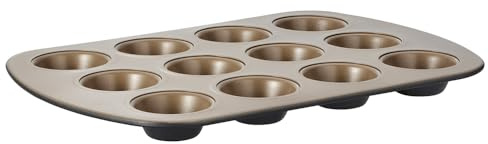 Stanley Rogers Ceramabake 12 Cup Mini Muffin Tray, Healthy Non-Stick Ceramic Baking Pan Free from PFAS, PFOA, PTFE, Cadmium & Lead, Ideal for Cupcakes, Mini Cakes, Muffins and Oven Baking