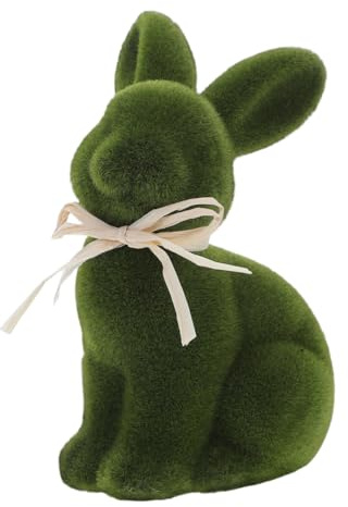 ABOOFAN Osterhasenfigur Beflockte Hasenstatue Realistisches Hasen-Ornament FüR Osterparty Dekoration Und Gartendeko
