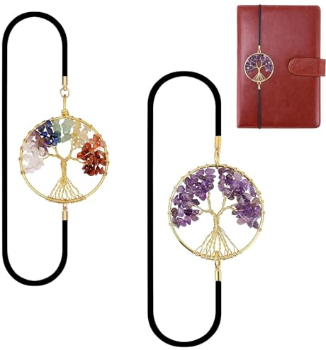 Chakra Lesezeichen 2PCS Personalisiert Elastische Metall Lesezeichen für Buchliebhaber Handgefertigte Kristall Glücksbuch Marker