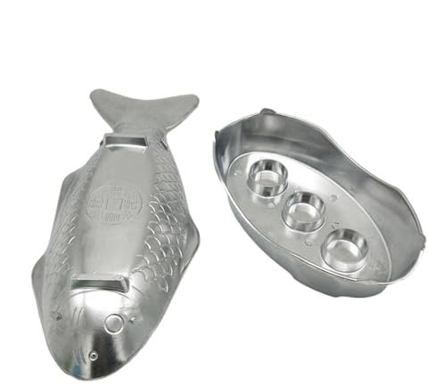 Plateau de service pour poisson | Plateau de service en aluminium en forme de poisson | Plateau de service pour dîner de, camping, barbecue, extérieur (argenté)