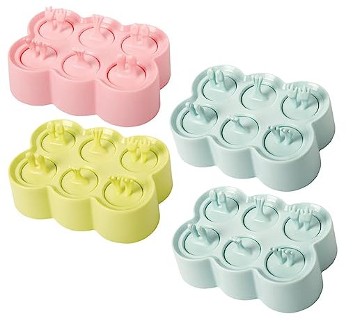 HOLIDYOYO 4juegos Molde De Helados De Silicona Diseño De Animales Para Hacer Paletas De Hielo y Yogur Resistente Temperaturas