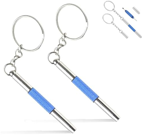 BOBOZHONG Kit Riparazione Occhiali 3-in-1, 2PCS Mini Cacciavite con Portachiavi - Kit Riparazione Occhiali da Sole, Orologi, Gioielli - Blu - Incluye 2 Cacciaviti Multifunzione Portatili