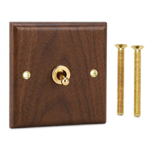 Interruptor de Luz Retro de Madera De Nogal, 250 V Interruptor Basculante de Madera Vintage, Interruptor de Pared Retro, Interruptor de Palanca Decorativo, para Salones, Dormitorios y Baños