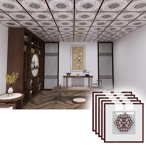 Deckenplatten Selbstklebend Abgehängte Deckenplatten 11,8×11,8, 5 10 20 30 50 80 100 Stück, PVC-Deckenplatten zum Aufkleben, Zuschneiden und DIY-Deckenaufkleber Decken Risse und Flecken Ab(50pcs)