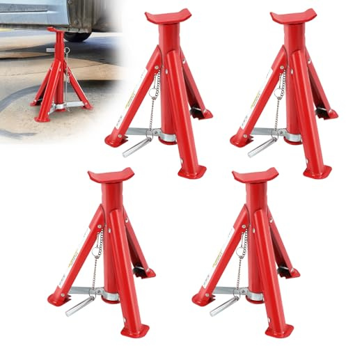 Izrielar Unterstellböcke Kfz 3T Schwerlast | Vierstufig Höhenverstellbar (29-40.5cm),Stützbock für SUV & PKW,Sicherheitsbügel, Maximale Stabilität beim Reifenwechsel & Fahrzeugwartung
