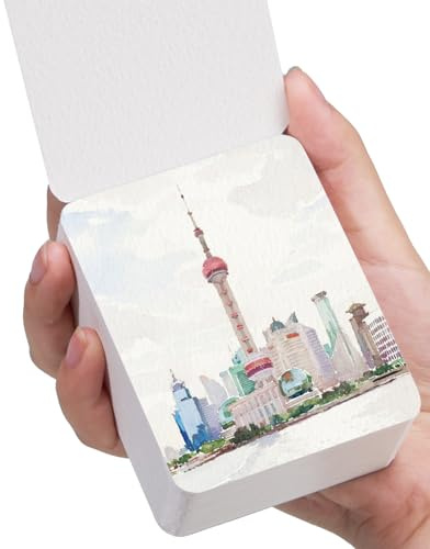 Lightwish Akvarellpapper 100 % bomull utan syra Cold Press Skisserbok för akvarell 60 blad 6,6 × 8,3 cm Papper limmat på båda sidor