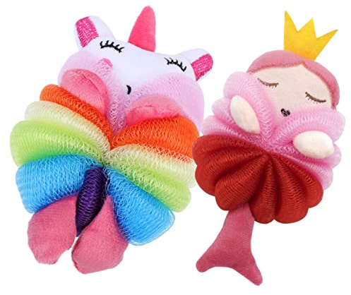 LOLIPPYY Spugna Da Bagno Per Bambini Cartone Animato 2 Pezzi Luffa Esfoliante Delicata Adatta Per Pelle Sensibile e Uso Quotidiano