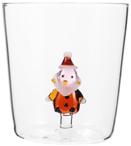 COOPHYA Taza de cristal navideña: Artículos para beber navideños con Papá Noel - Vaso transparente navideño de 300 ml para café, leche y zumo