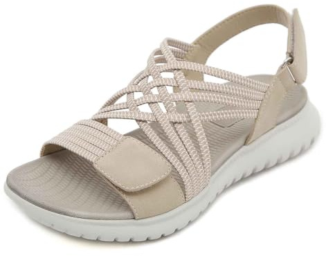 Generisch Comfortable Women's Sandals for Everyday Wear Adjustable Strap Design for Casual Outings Work Stylish Platform Sole for Comfort Support, beige, 4 UK