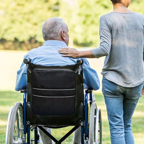 Njidher Bolsa Para Silla De Ruedas,Bolso Trasero Para Silla De Ruedas Con Bandas Reflectantes - Organizador Portátil Adultos Mayores Uso Diario Exterior