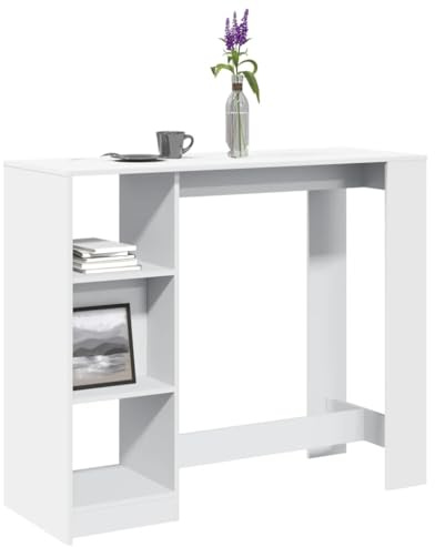 Refined Tavolo Bar con Ripiano Bianco 124x46x103,5 cm in Truciolato