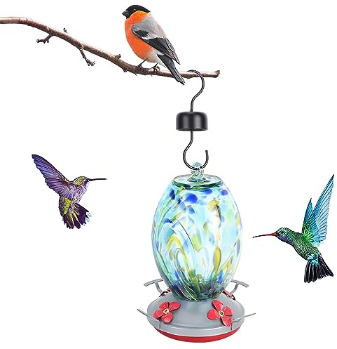 Depisuta Vibrant Hummingbirds Wasserspender Zum Aufhängen, Werkzeug für den Garten, Innenhof, Praktisch und Einfach zu Montieren, 25,4–28,7 Unzen, 21 X 10 X 11 cm, Geeignet für Vogelbeobachter (Q2)