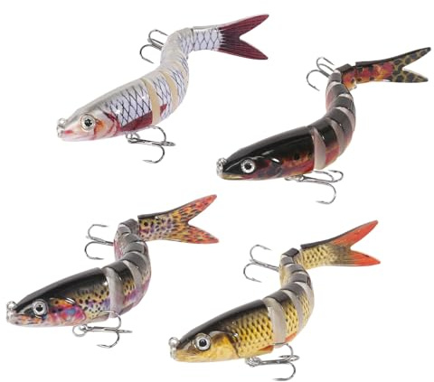 Lot de 5 leurres artificiels Wobbler Brochet Leurre Multicolore Leurres de pêche Perche Appâts pour brochet, perche, sandre