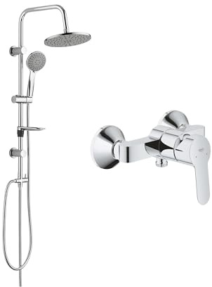 Belvit GROHE BauEdge Einhand Duschset, Chrom Grau