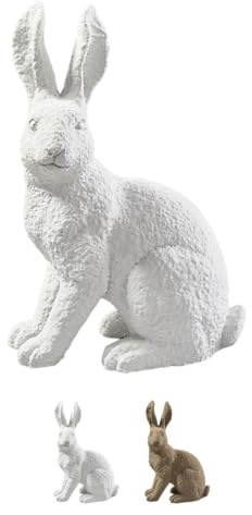 Klocke Dekorationsbedarf Deko-Hase aus Polyresin - Edle Osterfigur im Landhausstil - Rustikale Hasen-Skulptur für Innen & Außen (Weiß, Höhe: 28 cm)