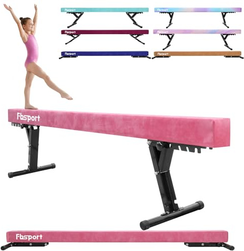 FBSPORT schwebebalken Kinder schwebebalken für zuhause schwebebalken höhenverstellbar Gymnastik Balance Beam 244CM, 5 Höhen Einstellbare High und Low Level Stabile Floor Beam Gym Trainingsgeräte
