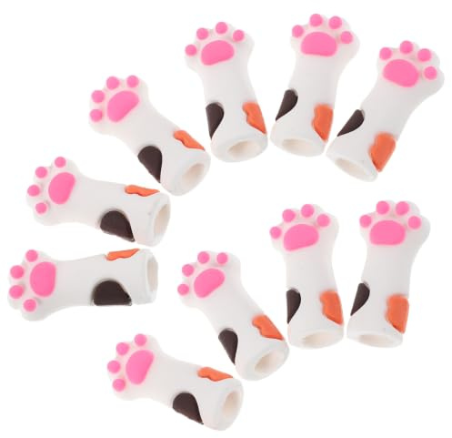SOLUSTRE 10 Fundas Protectoras de Silicona Antideslizantes para Tijeras y Pinzas de Manicura Diseño de Pata de Gato Blanco, Ideales para Rutina de Cuidado de Uñas
