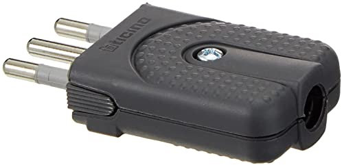 Bticino S2465TGE Kit, Spina Corner Salvaspazio 2P+T 10A, Spinotti Orientabili, Antracite