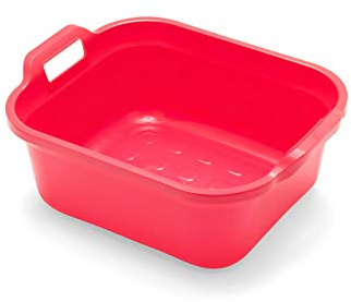 Addis Rectangular Washing Up Bowl with Handles, Plastic, pomegranate Red, 39 x 32 x 14 cm