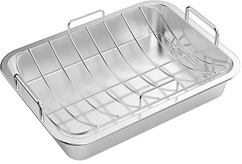onlyfire Teglia da Forno in Acciaio Inossidabile con Griglia a U, Teglia da Forno Antiaderente con Griglia,per Pollo/Tacchino/Pollame/Verdure