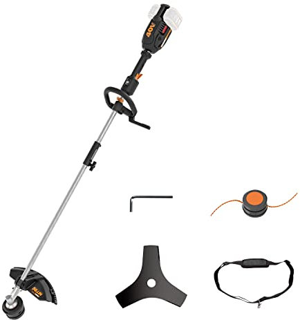 WORX Nitro WG186E.92 Akku Sense Rasentrimmer & Freischneider 40V (2x20V) - leistungsstarker bürstenloser Motor - Diverse Aufsätze - schneller Fadenwechsel - 38cm SchnittkreisØ - ohne Akku & Ladegerät
