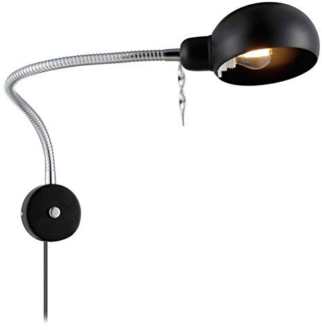 Wandlampe Leselampe mit Stecker und Schalter Wand-Leselampen Dimmbare Flexible Arm Schwanenhals lampe Wandleuchte Leselicht Wand montiertes Arbeitslicht Schlafzimmer Nachttischlampe E27 Max 40W