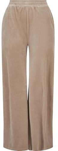 Urban Classics Pantaloni da Donna a Vita Alta, in Velluto Tuta, Tortora Morbida, S