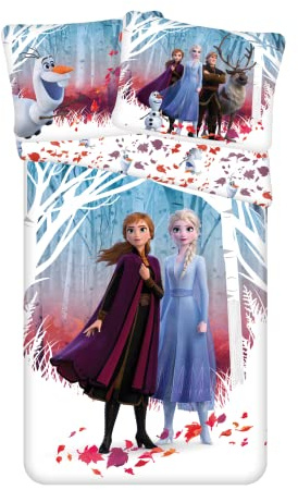 Jerry Fabrics Disney Frozen 2 Leaves - Juego de Cama para Niños, Funda de Edredón 140 x 200 cm y Funda de Almohada 70 x 90 cm, Microfiber