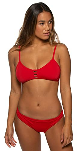 Jolyn Andy Bikini-Unterteil, mittlere Abdeckung, sportlicher Badeanzug, Badehose für Damen, Rot/Ausflug, einfarbig (Getaway Solids), Medium