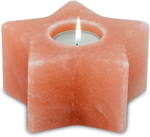 Aromasenses | Teelichthalter aus Himalaya-Salz Stern ca. 1,8 kg | Punjab Pakistan | 100% Naturrein | Handgefertigt – Dekoration – Entspannung – Meditation