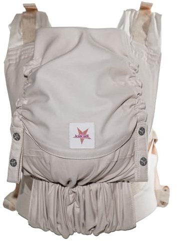 KOKADI Babytrage Flip - ergonomisch, mitwachsend und einfach - sichere Tragehilfe aus Bio-Baumwolle für Neugeborene ab Geburt bis 15kg - Just Cream