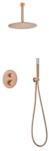 Mice Duschset, Thermostat-Set, Einbau-Dusche, 2-Wege, Roségold gebürstet (mattes Kupfer), Badarmatur, Einbaudusche, Deckenthermostat