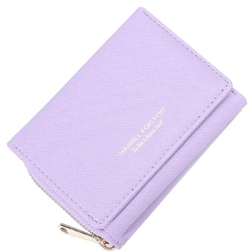 HAIWILL Geldbeutel Damen Klein PU Leder, Portmonee mit Münzfach und 7 Kartenfächern, Gross Kapazität Kleines Portemonnaie Viele Fächer (Saffiano Lila)