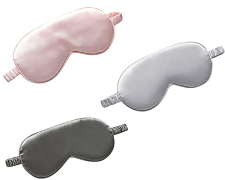 KOMBIUDA 3 Stück-pack Reise Augenmaske aus Künstlicher Seide mit Elastischem Band Lichtblockierende Schlafbrille für Indoor und Outdoor Komfortabel und Atmungsaktiv