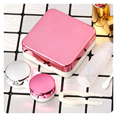 OWLKAY Lens Storage Cases， Contact Lens Cases,Mini Box Container, Colored Contact Lens Case with Mirror Women Colored Contact Lenses Box Eyes Contact Lens Container (Color : Gold) (Color : Rose Red)