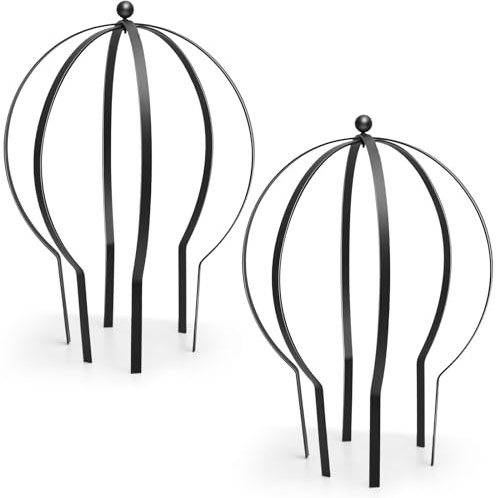 GlikCeil 2 Stück schwarzes großes Metallspalier 68,6 x 58,4 cm, Metall-Gartenkugeln für Kletterpflanzen, Rankenstiel, für den Innen- und Außenbereich, Rankgitter für Topfpflanzen, Blumen, dekorative