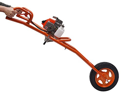 Tarière à essence 63CC - 2 temps 3 CV - Avec foret de 80 mm - Tarière de jardin - Tarière de pieu - Tarière - Brouette - Pour percer dans le sol la saleté - Rouge