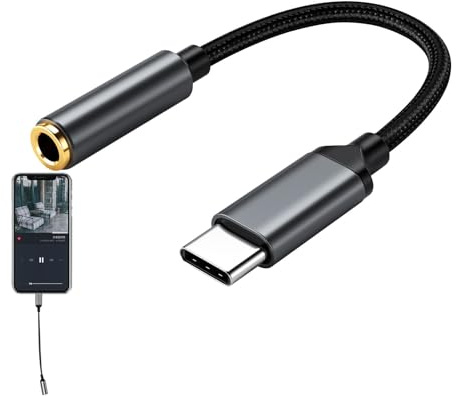 Adaptador USB C a 3,5 mm,Adaptador de Audio USB C a 3,5 mm - Adaptadores de Audio para Conectores de Auriculares,Cable Adaptador Jack, convertidor de Auriculares USB C Flexible Plug and